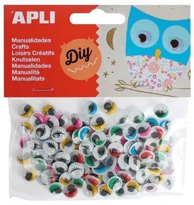 Selbstklebende bewegliche Augen Kreativ, Farbmix, oval, APLI